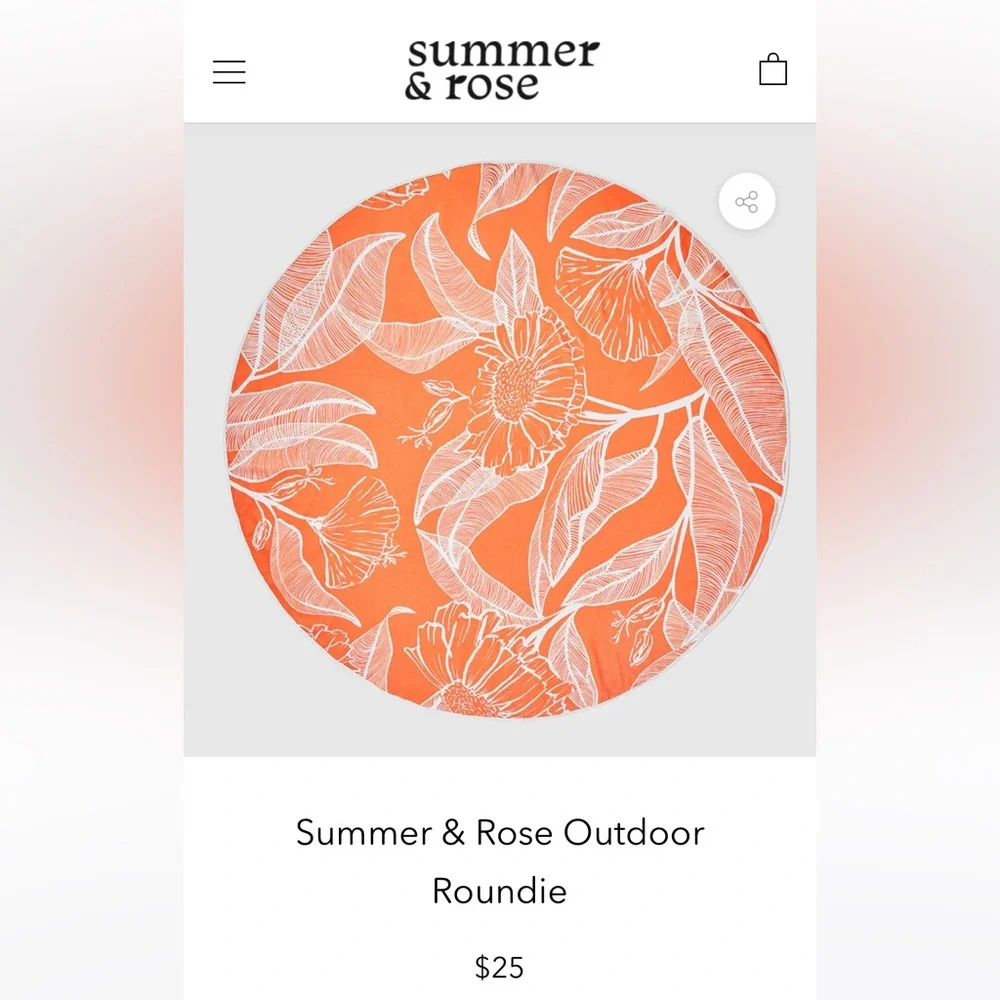 Summer & rose Round Beach Towel NWT